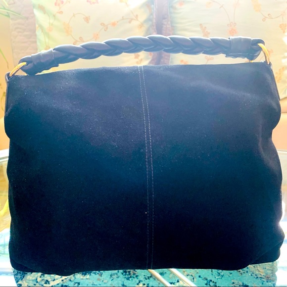 ✨ C. Z. Falconer✨ Black Suede Tassel Handbag W/Braided Leather Handle - Picture 3 of 15